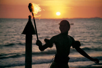 Lighting of the torch at sunset