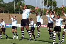 Fiji's 15's rugby team performing the cibi